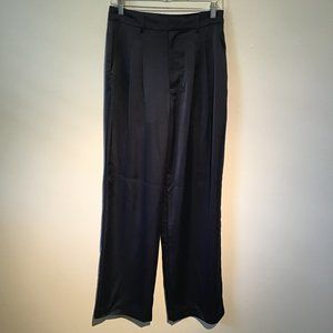 Wayf Blue Pleated Satin Dress Pants